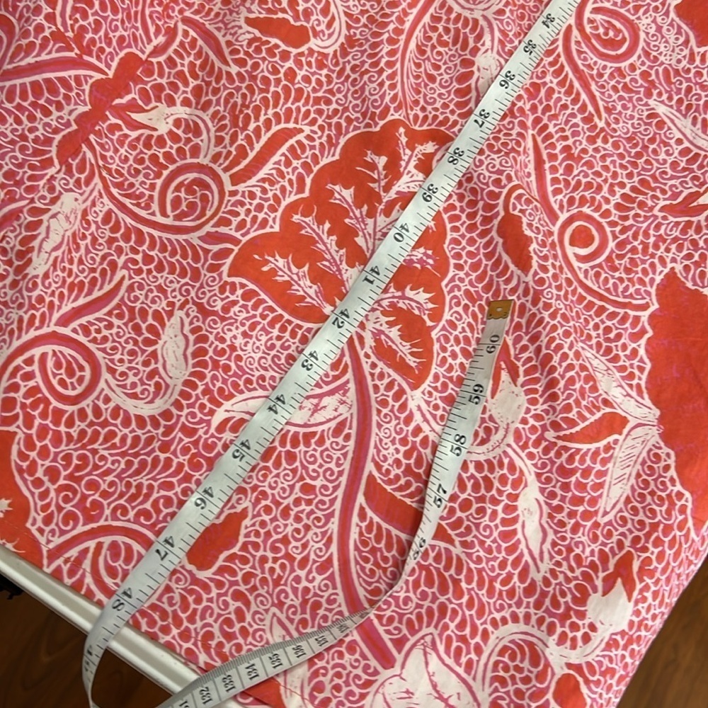 Fragonard Parfumeur One Size Caftan Tropical Print Maxi Dress Coral Smock Waist - Picture 9 of 15